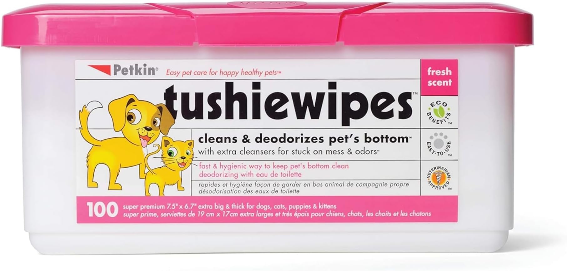 Petkin Tushie Wipes, Pack of 100