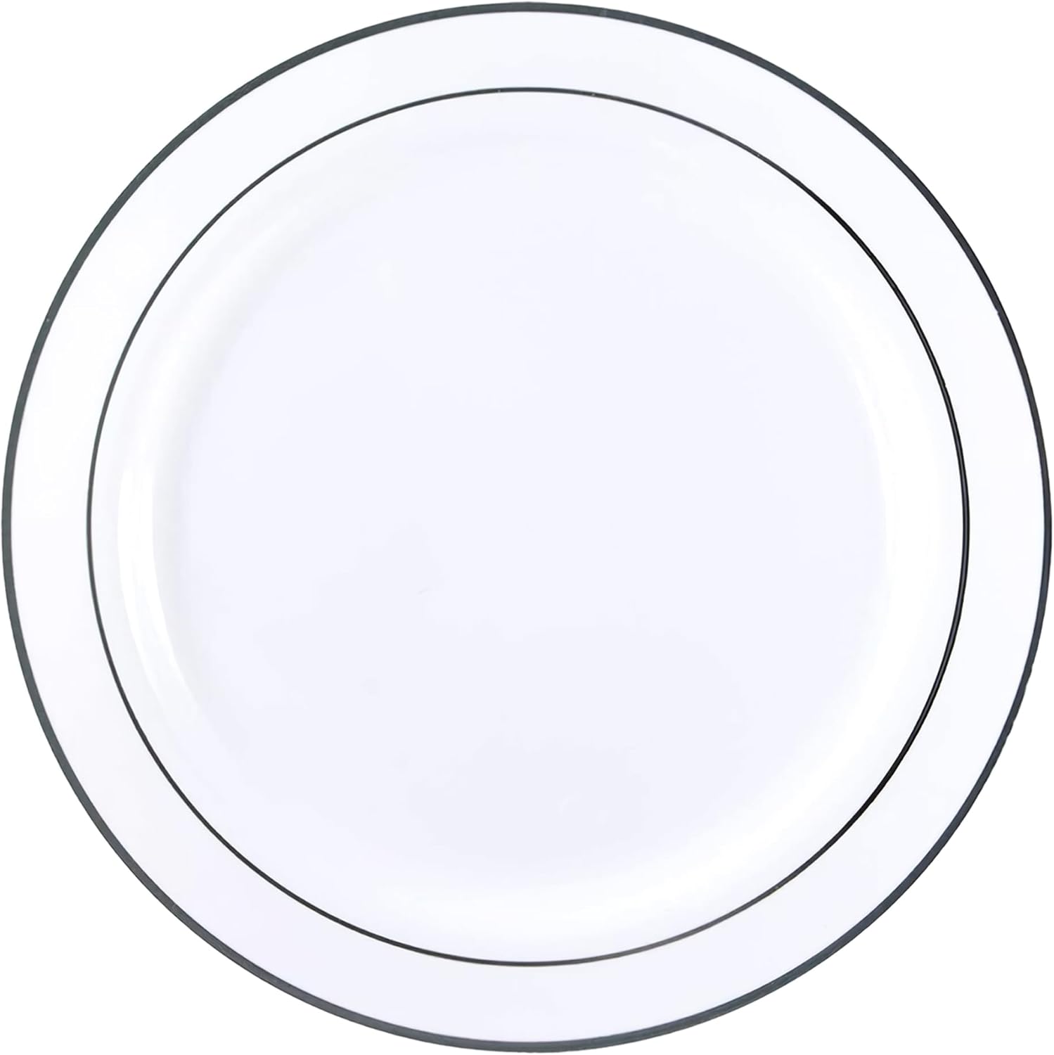 Kaya Elegant Silver & Gold Rim Disposable Pastry Plates - 6" (Pack Of 10) - Premium Plastic Dessert Plates For Parties, Weddings & Events - Image 2