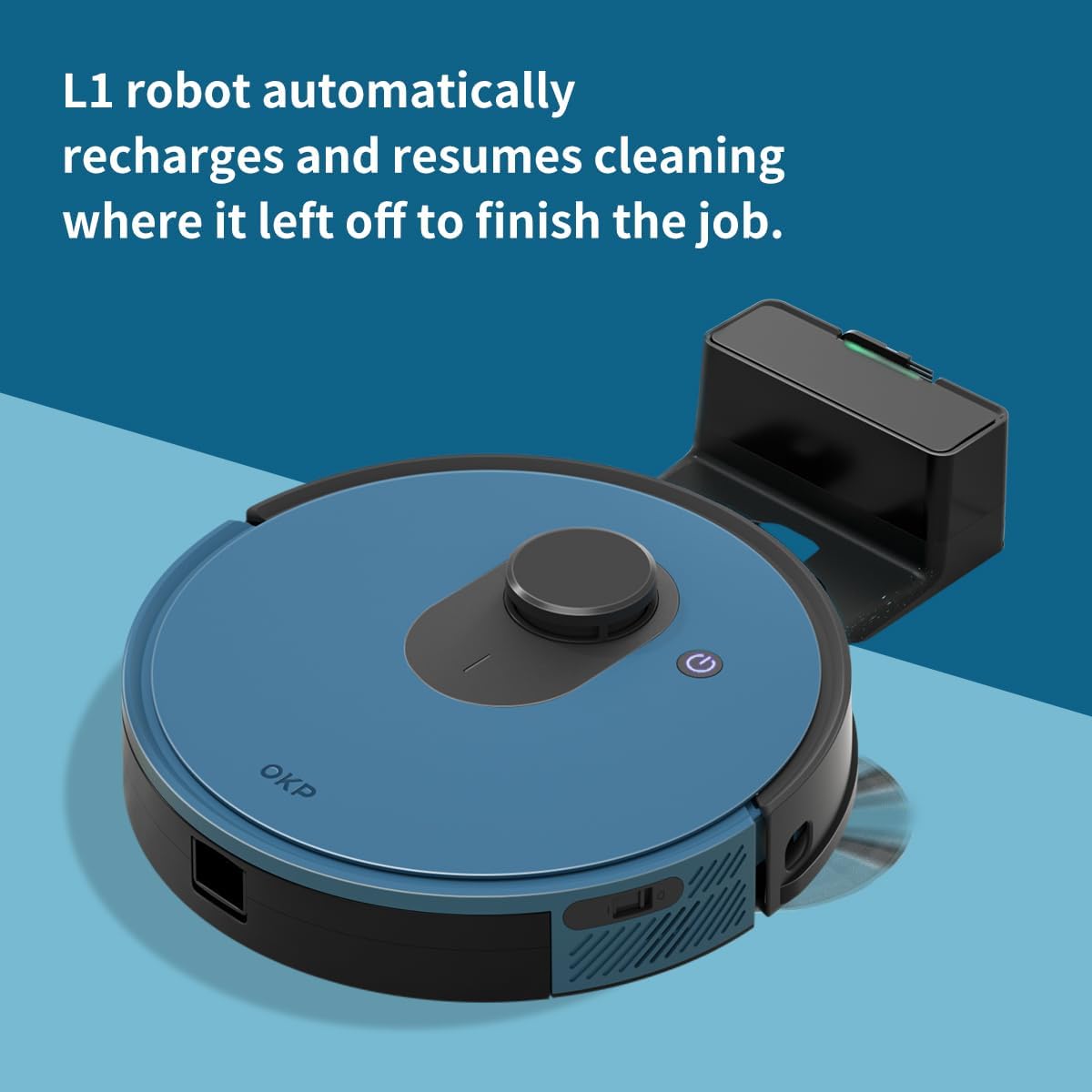OKP Life Robot Vacuum L1, 4000Pa Ultra Suction, LiDAR Mapping, Self-Cleaning, Self-Charging, WiFi/App/Alexa Control, Silent with 52dB, Ideal for Homes with Pets, Carpets, and Hard Floors, Blue