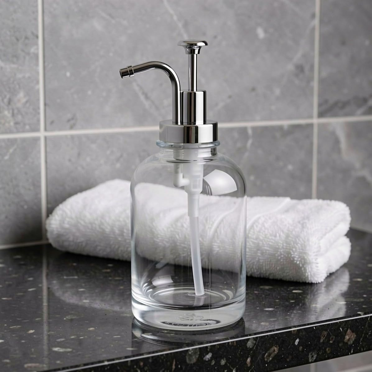 3 Pezzi Flacone Dosatore in Vetro da 500ml 16oz Pompa Argento