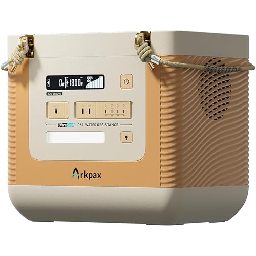 1800W Portable Power Station, 1500Wh Solar Generator, IP67 Waterproof, 20ms UPS, Fast 2-Hour Recharge (Solar/Wall/Car) for Camping, RV, Home Backup, Watersports & Emergencies