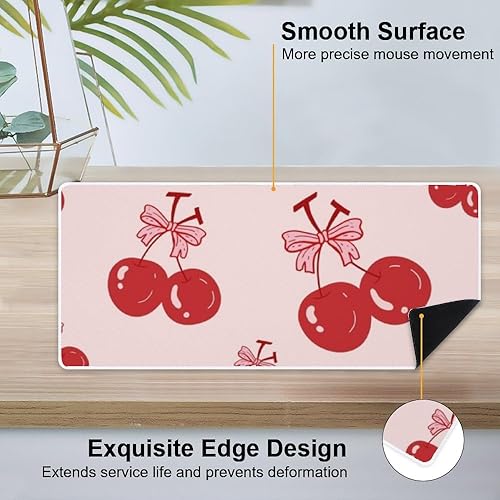 Miniatura 4 de Retro Pink Cute Cherries Mouse Pad Large Gaming Desk Pad with Non-Slip Rubber Base Smooth Face Keyboard Pads Desktop Mats for Desk Teacher Must