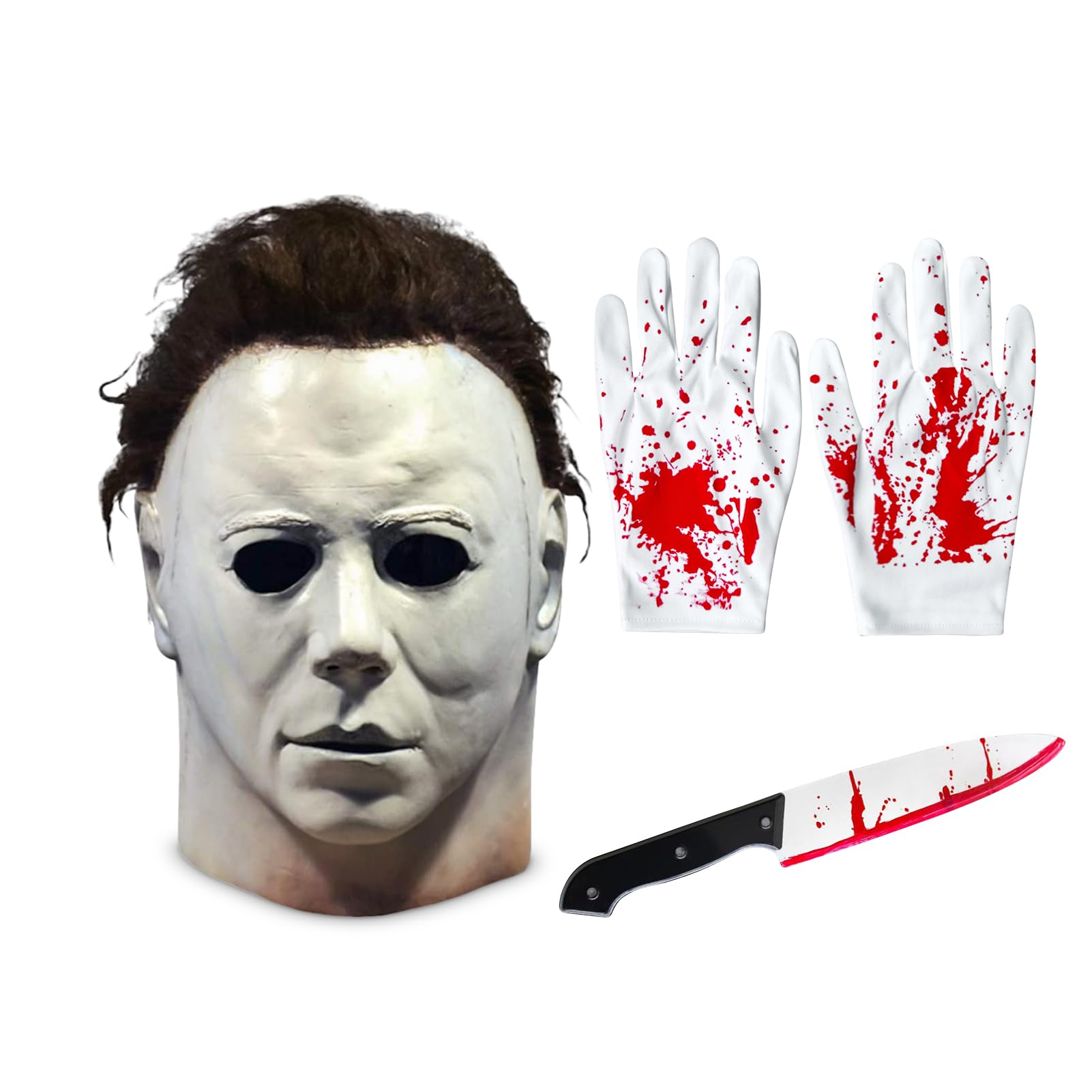 Michael Myers Mask - Adult Halloween Latex Full Head Mask with Hair
