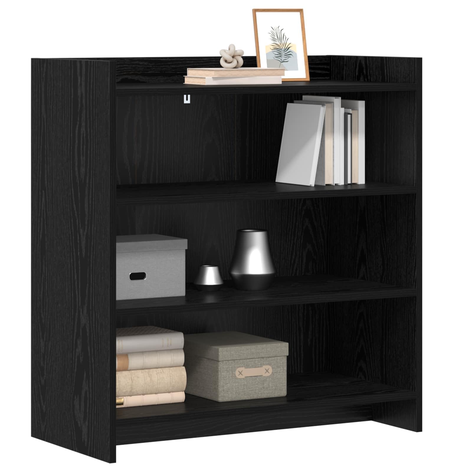 Kredens czarny dąb 75 x 36 x 80 cm, materiał drewnopochodny z 3 półkami i dużą ilością miejsca do przechowywania, do salonu, jadalni, przedpokoju i biura