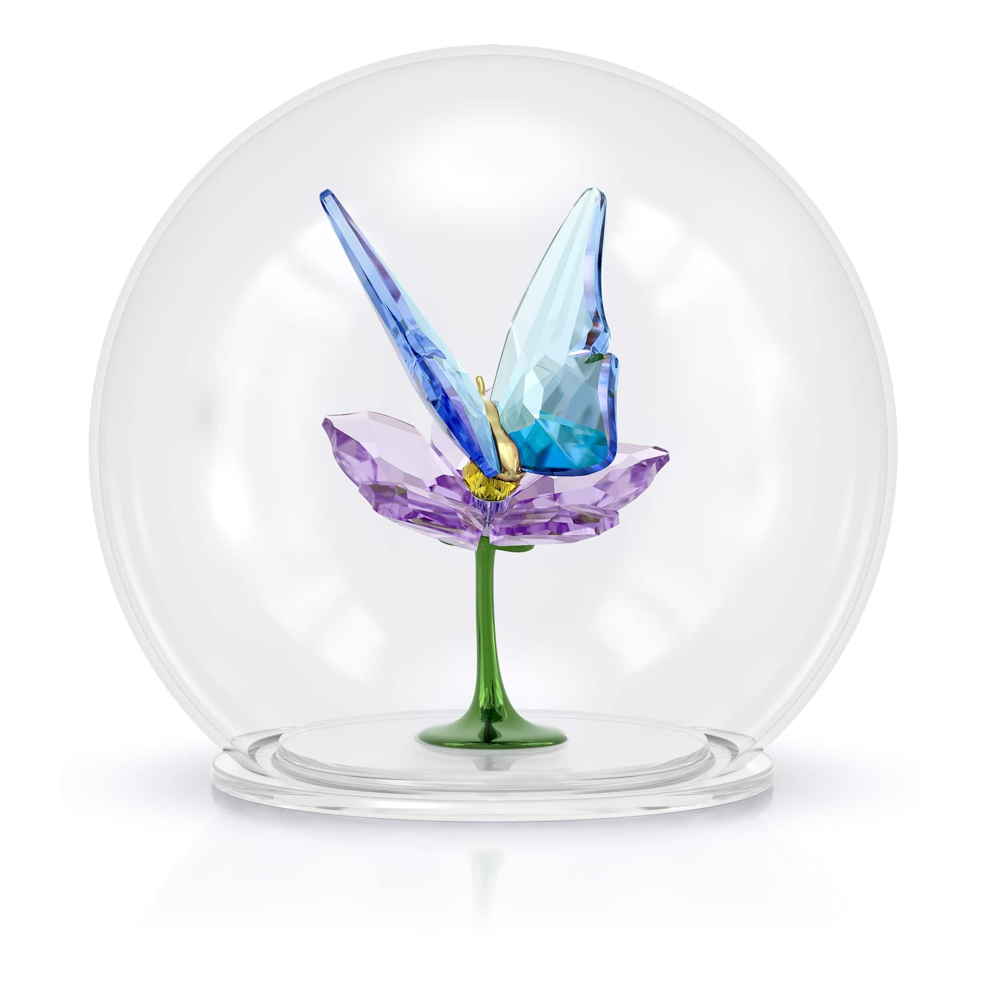 Swarovski Green, Champagne Gold Tone Idyllia Glass Ball Butterfly And Flower