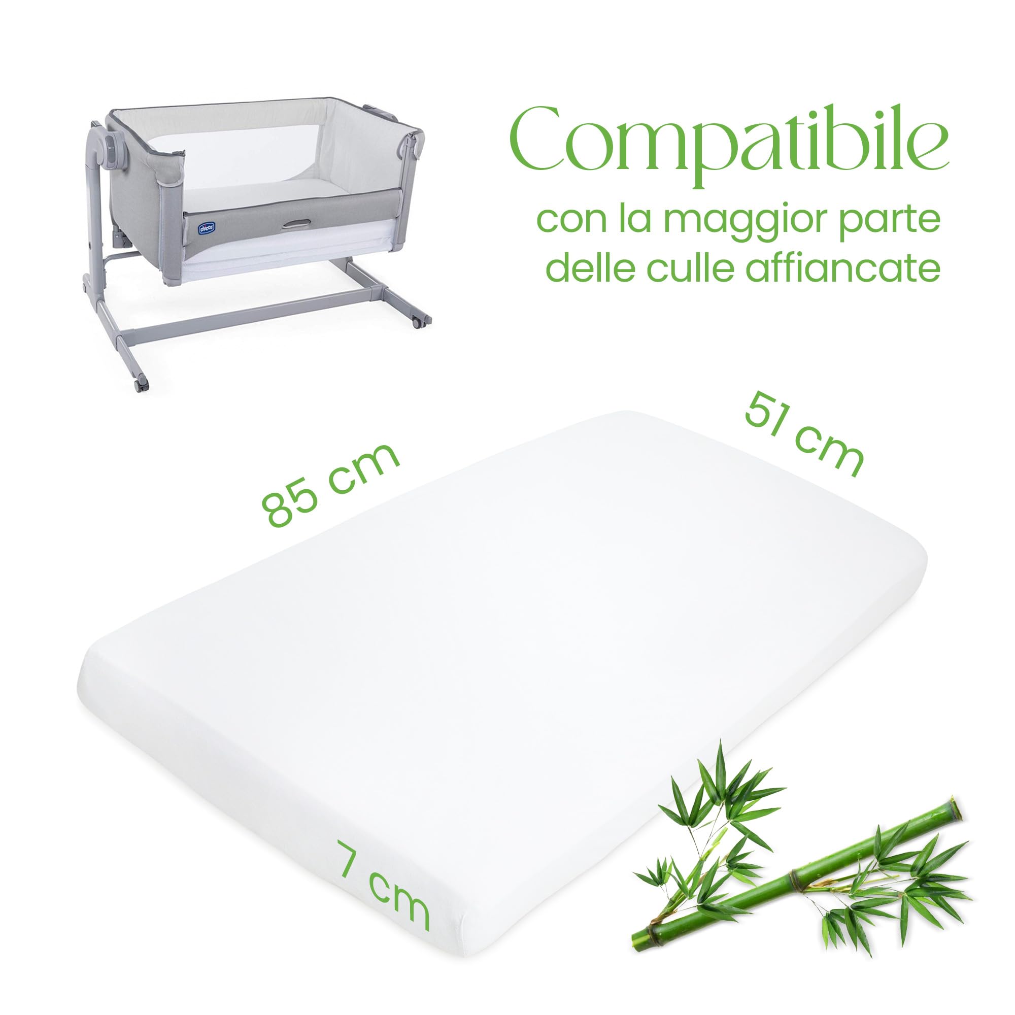 Coprimaterasso Next To Me 51x85 Cm Bambù Super Morbido Anallergico Antibatterico Impermeabile