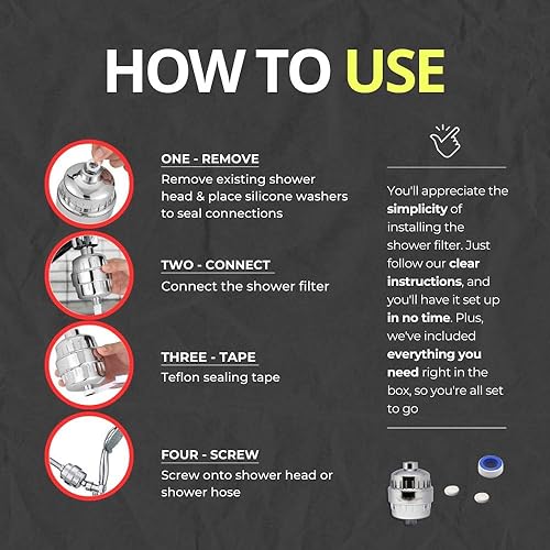 Miniatura 6 de Bath Beyond Filtro de ducha con vitamina C de 15 etapas de alto rendimiento con cartucho para agua dura, filtro de cabezal de ducha que elimina el