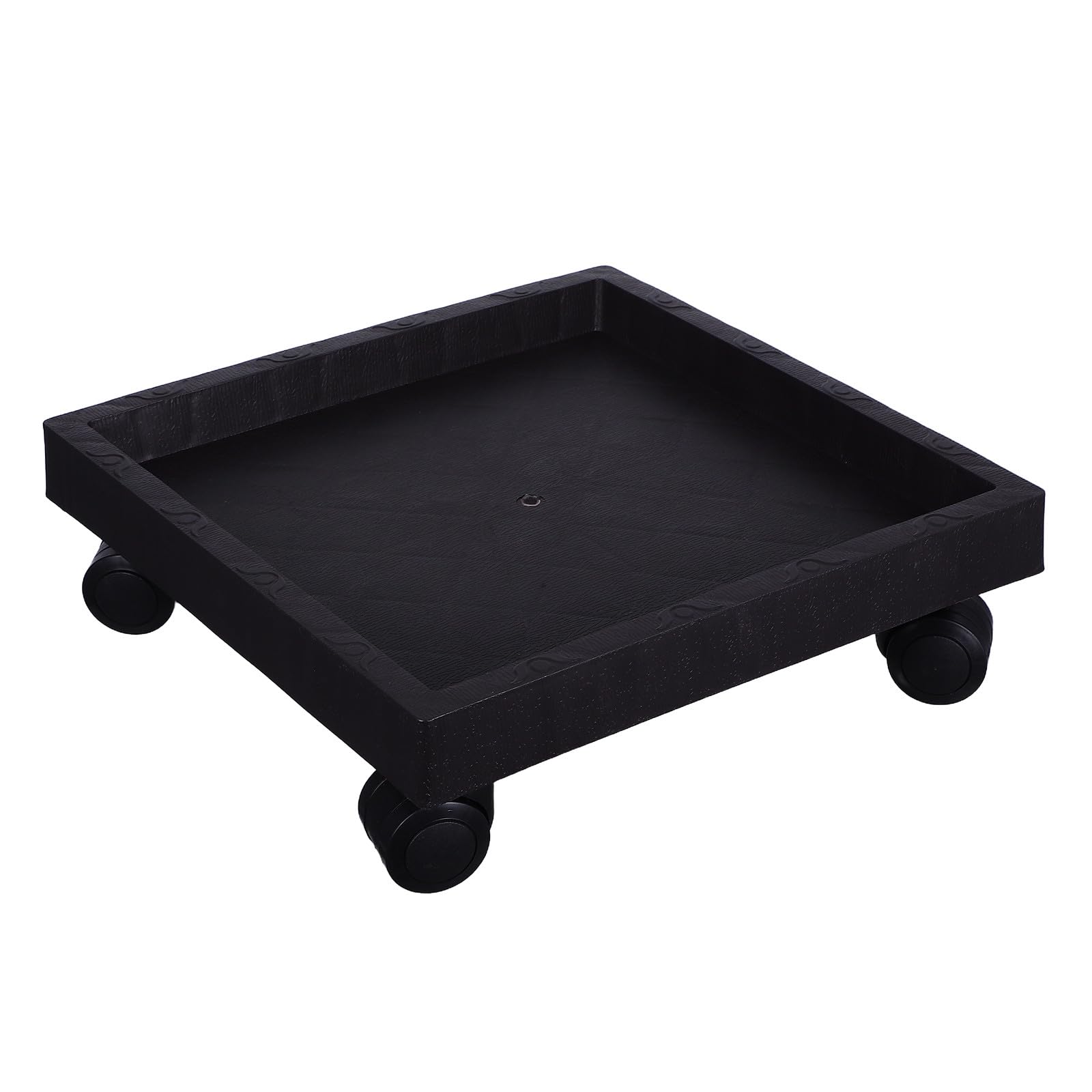 Luxshiny Black Square Plant Pot Tray with Wheels, 29 x 29 x 9 cm