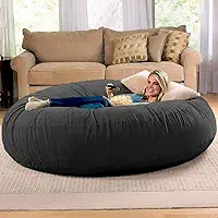 Puff Gigante Redondo140x20 Sem Enchimento Suede(Preto)