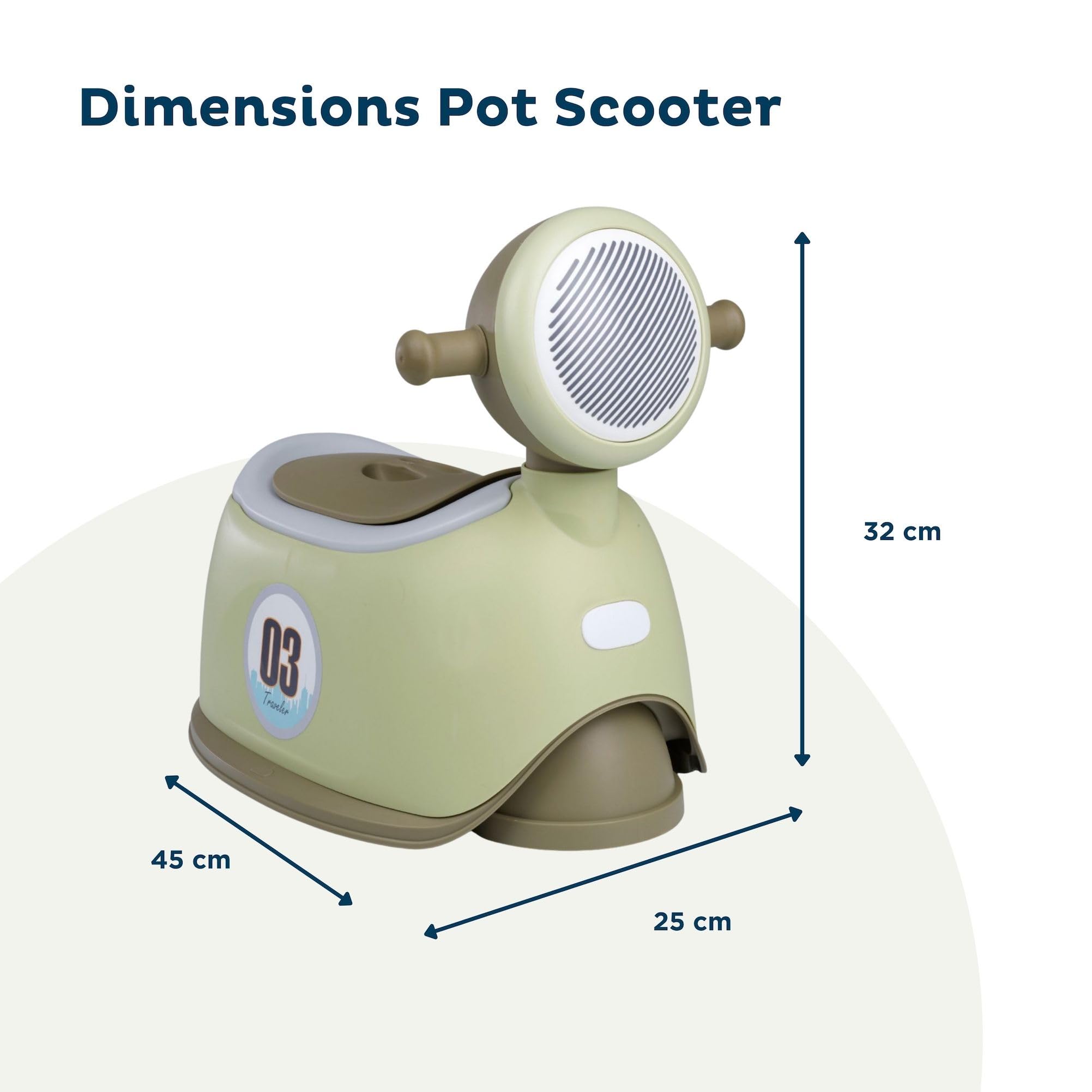 THERMOBABY - Pot ludique SCOOTER - Pot pour Bébé - Toilettes enfant - Pot d’apprentissage de la propreté - Vert - 18+ mois