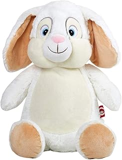 White Baby Stat Bunny Embroidery Personalized Stuffed Animals, Birth stat stuffed animals, baby arrival gift, Baby shower gift