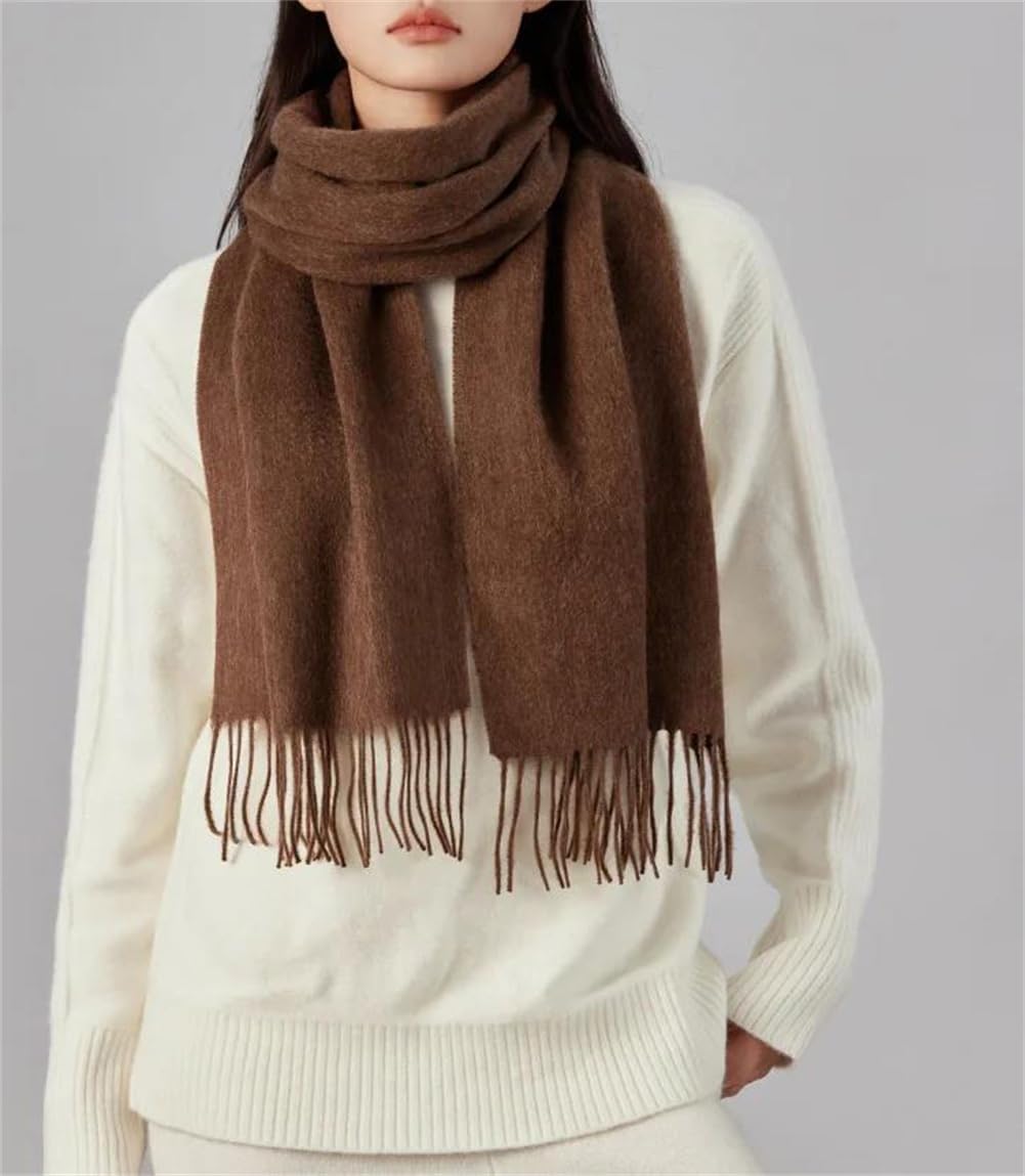 Vsadsau Women 100% Wool Plaid Scarf Cold Weather Warm Shawl Tassel Fringed Wrap Scarves
