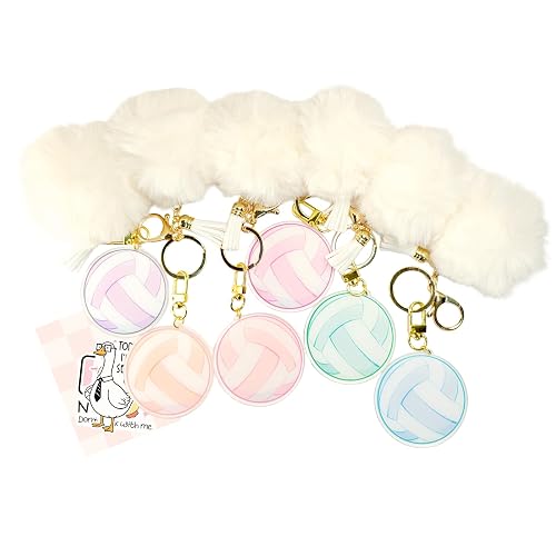Volleyball Keychain Set for Girls (6 Pack) – Pastel Acrylic