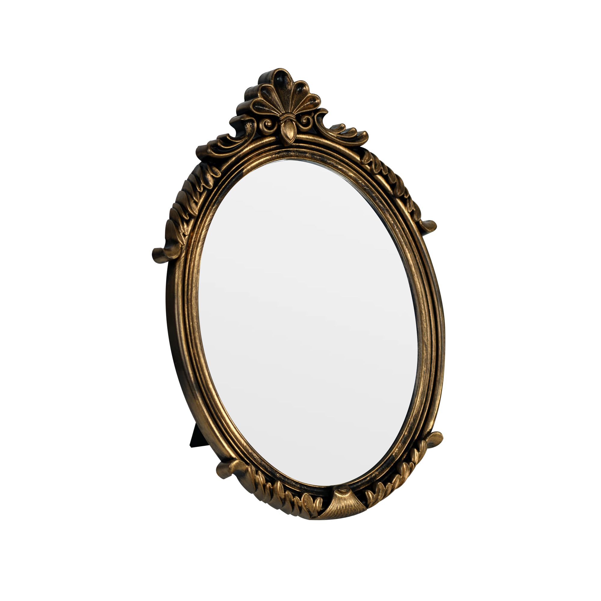 LuHeToz Vintage Gold Plastic Oval Makeup Mirror (Bronze, 28 x 19 cm)