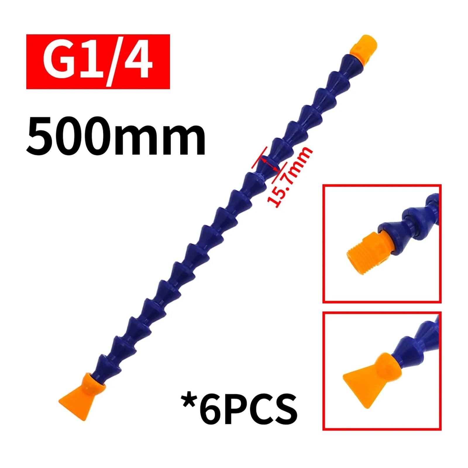 Tuyau flexible de liquide de refroidissement, 1/4 3/8 1/2 500 mm Buse ronde, tuyau de refroidissement d'eau d'huile en plastique flexible avec buse plate pour tuyau de refroidissement de fraiseuse CNC