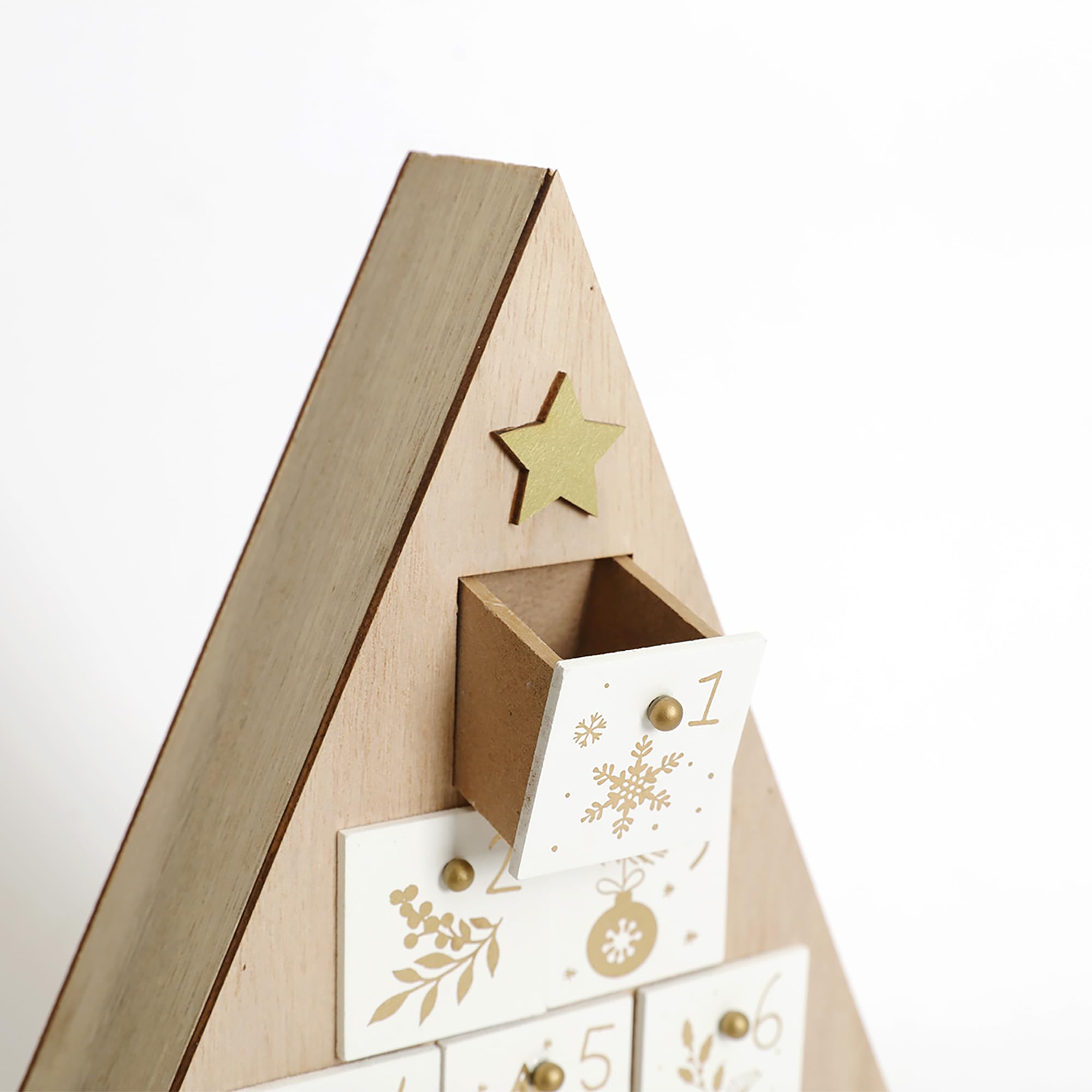 Calendario de Adviento de madera de árbol de Navidad de 15 pulgadas con 24 cajones, cuenta regresiva para Navidad, regalos de vacaciones para adultos y niños, decoración del hogar,