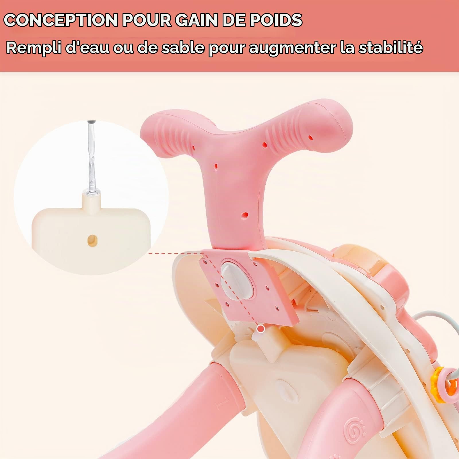 Trotteur Pour Bébé, Trotteur 2 en 1 Assis-debout, Trotteur avec Jouets Montessori et Tableau d'Éveil Détachable, Baby Walker avec Pneus en Caoutchouc, Trotteur pour Bébé à Partir de 6 Mois