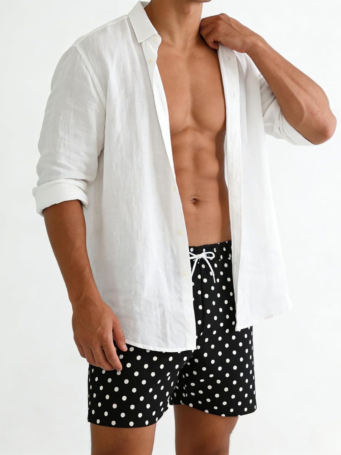 SEGT Men's Swim Trunks Tropical Print Hawaiian Shorts Color Block Summer Beach Shorts with Pockets
