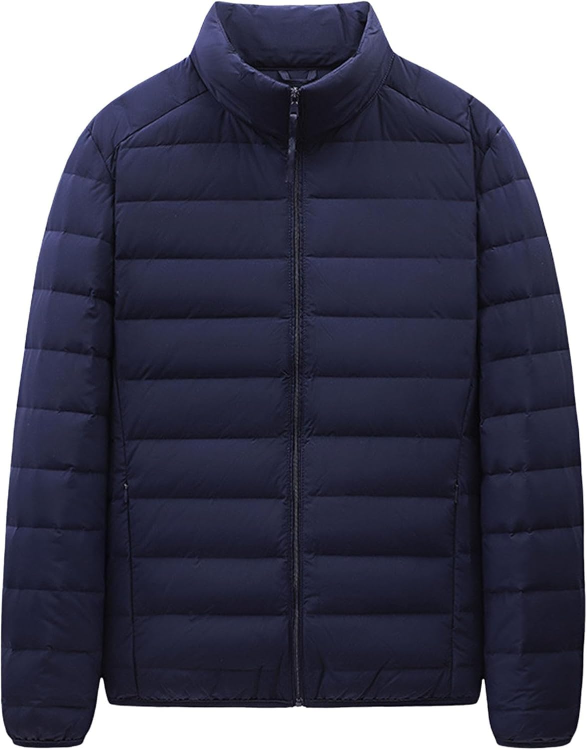 Mens Padded Down Jacket Coat Lightweight Warm Winter Thicken Down Outerwear Windproof Parka Overcoat Blue X-Large