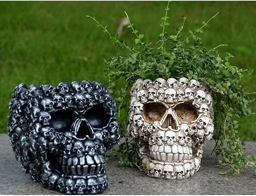 Miniatura 4 de Macetero de calavera para decoraciones de Halloween, jarrón de Halloween, jarrón de calavera con drenaje, macetas para decoración gótica del hogar,