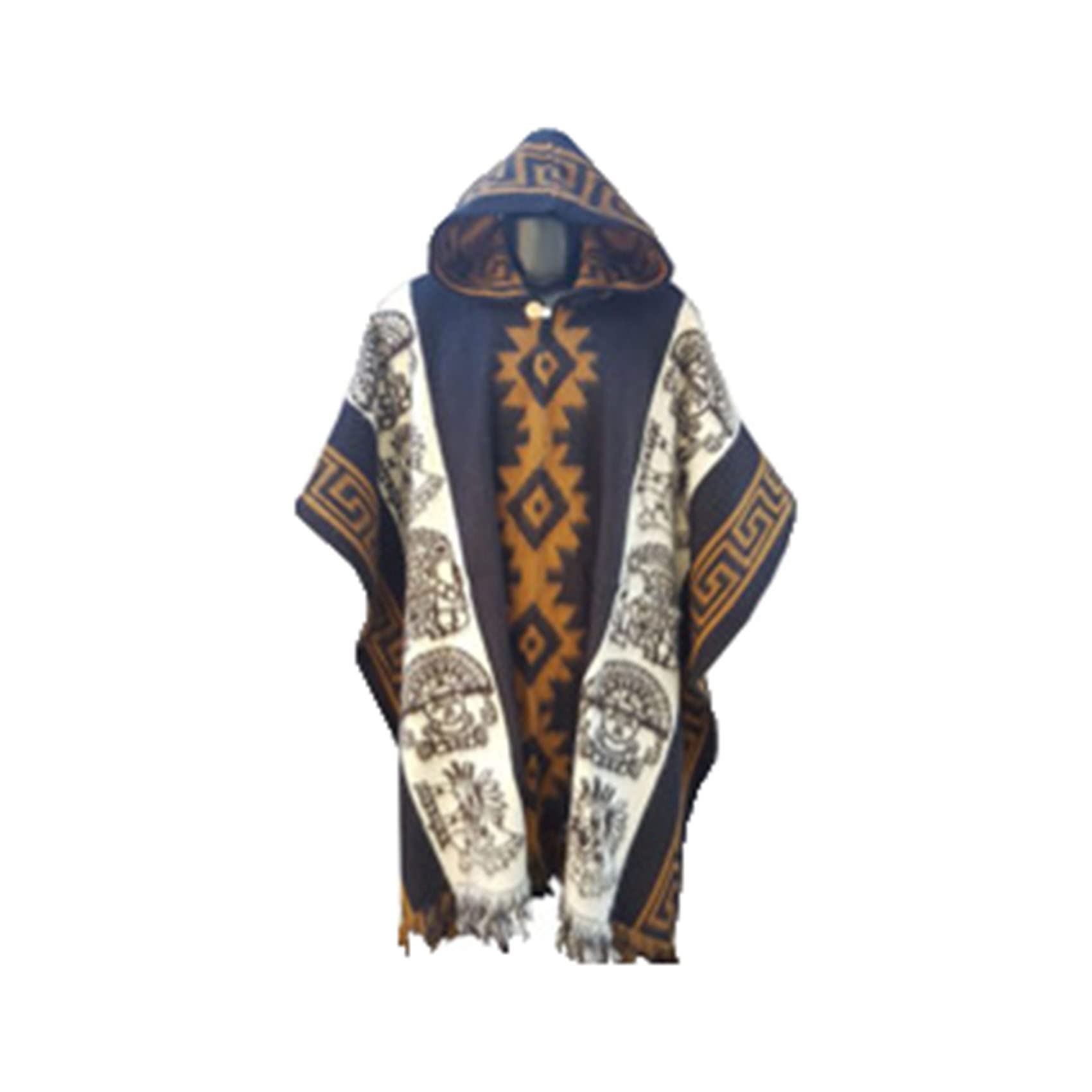 Mens Hoodies Poncho Cape Aztec Cloak Coat Pullover Vintage Bat