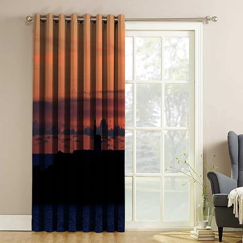 Miniatura 3 de Landscapes - Cortinas opacas para el atardecer y la noche para el dormitorio, cortinas opacas para el dormitorio, 1 panel, 40 pulgadas de ancho x 47