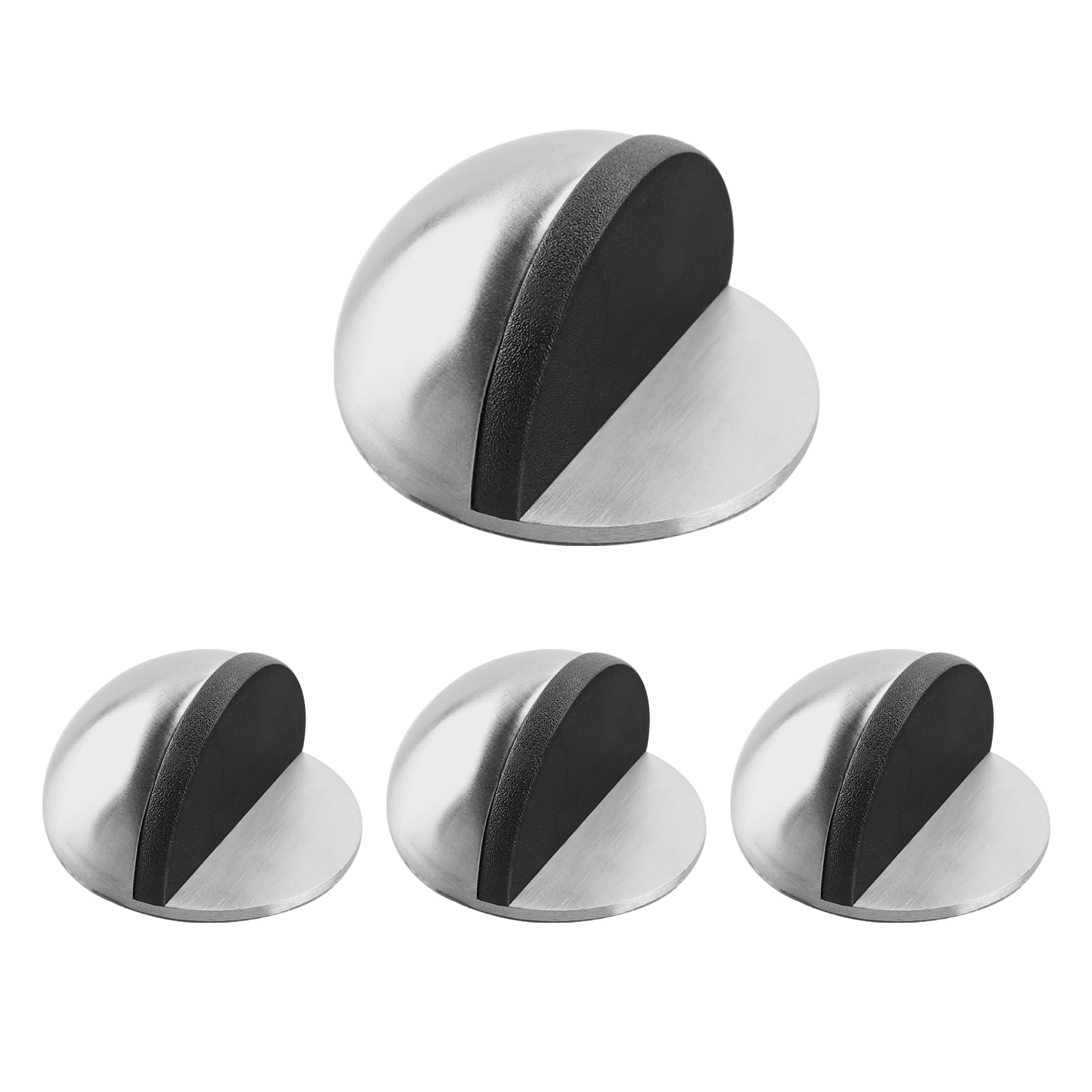 Ztowoto Silver 4Pcs Self Adhesive Door Stoppers,Mounted Half Moon Door Stop,Polished Oval Door Stoppers For Floor With Glue Wall Protector,Stainless Steel Door Stops Indoors For Home & Office Use（ & Bronze）