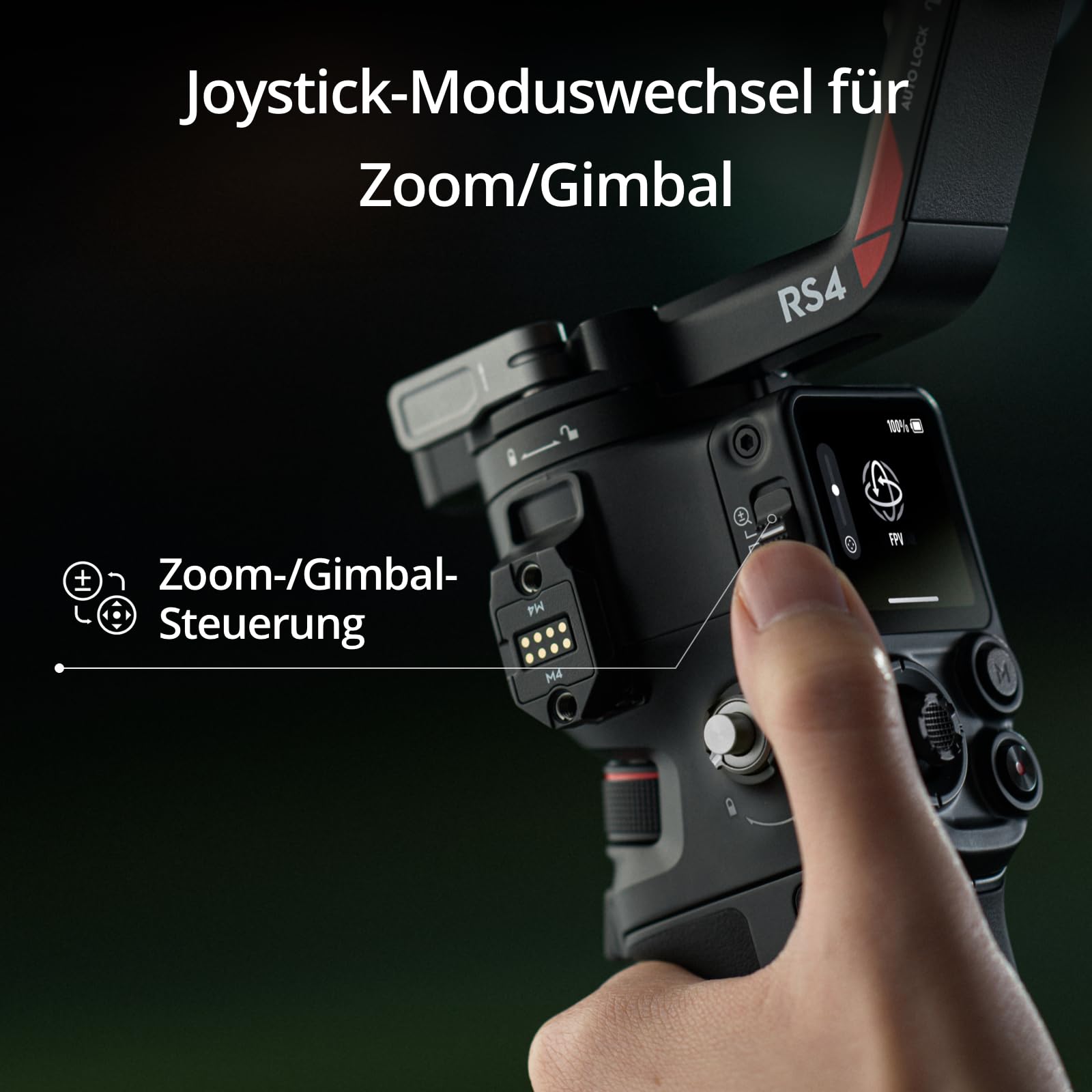 DJI RS 4, 3-Achsen Gimbal-Stabilisator für DSLR- und spiegellose Kameras Canon/Sony/Panasonic/Nikon/Fujifilm, Autom. Achsensperren, 2-Modus-Joystick, Teflon-Achsenarme, Kamera-Gimbal