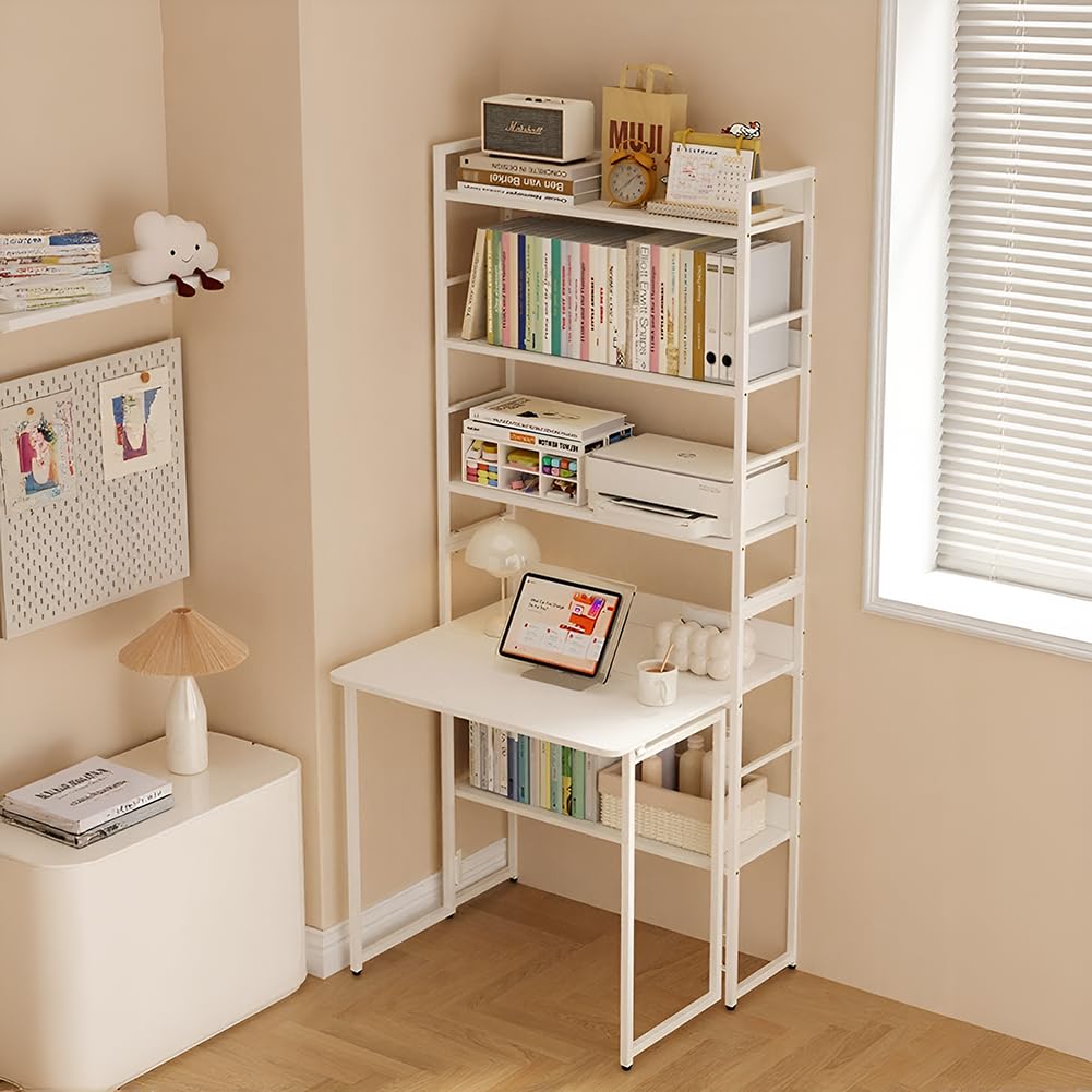 Amazon.co.jp: Hoshinoi 本棚 デスク付き本棚 デスク一体型ラック 幅