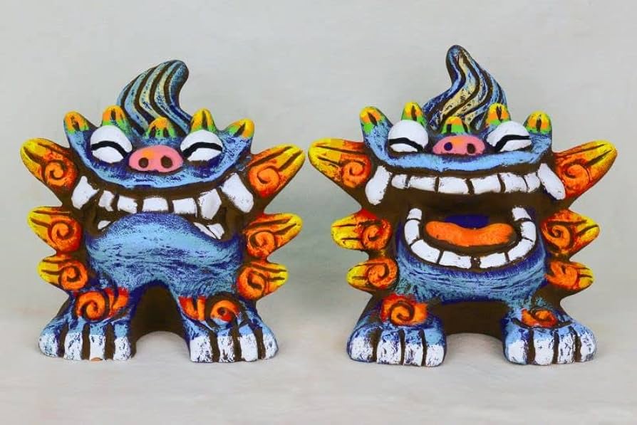 沖縄　石垣　シーサー　守り神 魔除け 沖縄 陶器 縁起物 インテリア Amazon.co.jp: シーサー ドーガL Lサイズ 沖縄 石垣 米子焼 風水