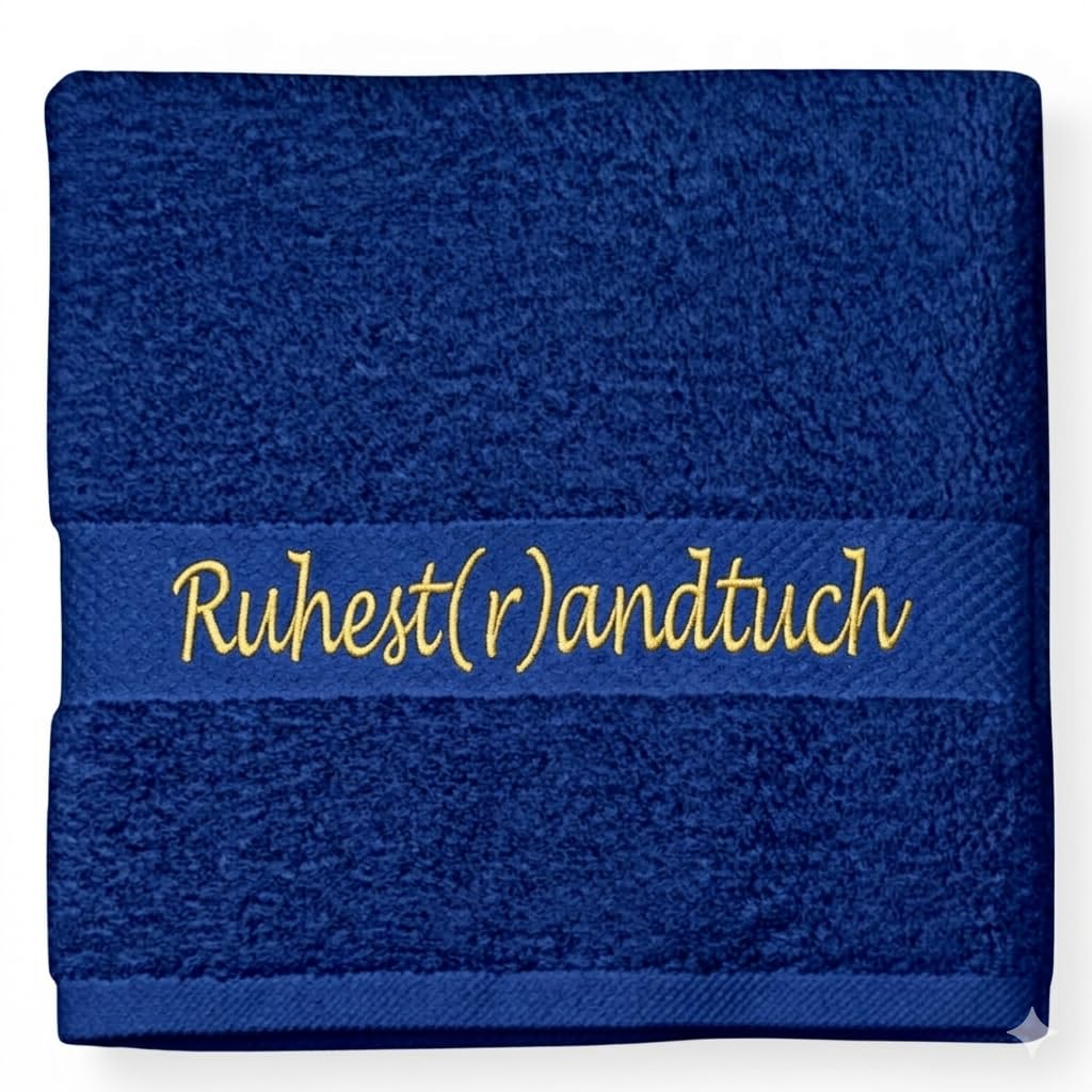 Arthi® Geschenk zum Ruhestrand Bade- Duschtuch inkl. Stickerei Ruhest(r) andtuch100% Baumwolle 50x100cm / 100x150cm nützliche Geschenke (Marineblau, 100x150)