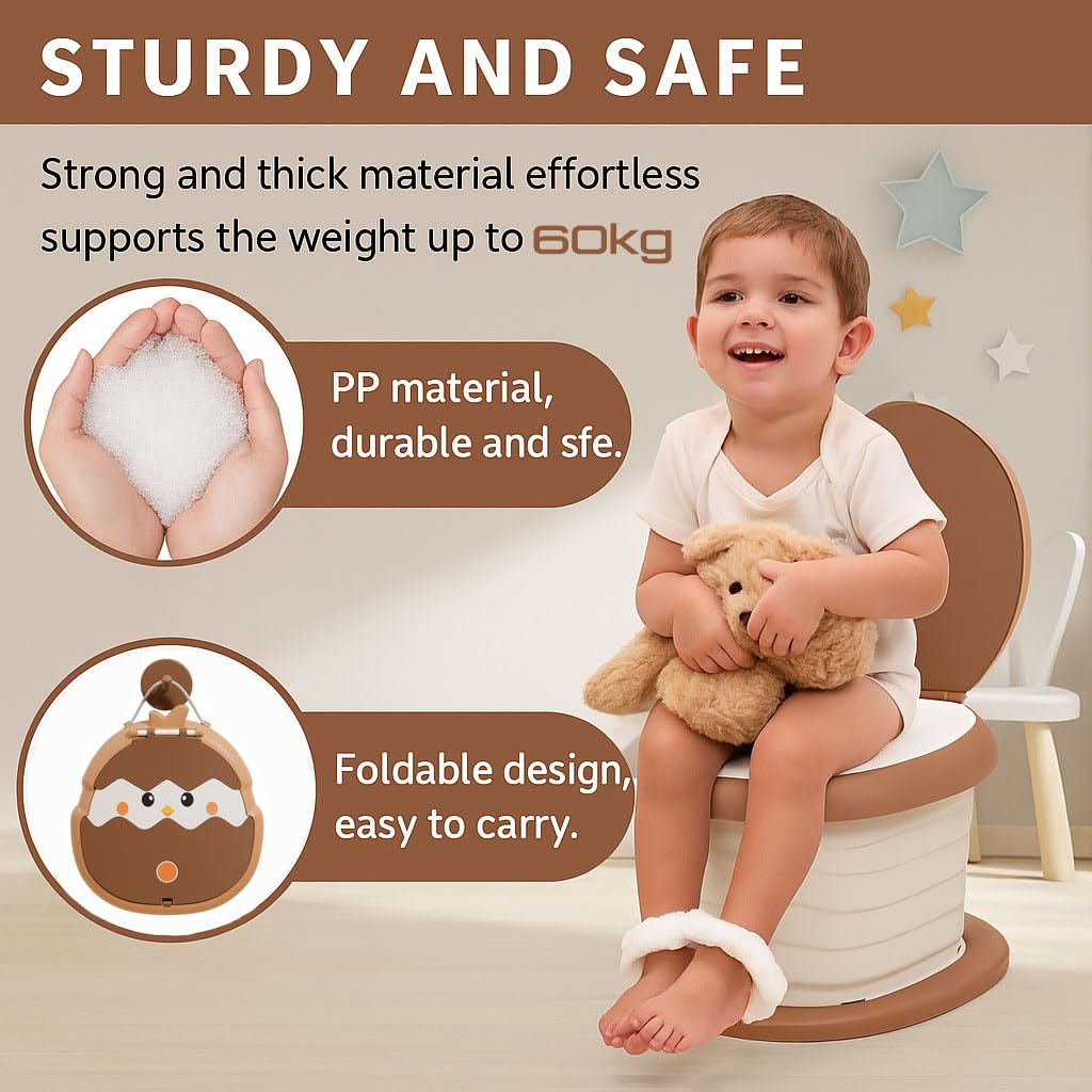 Pot Bebe Toilette,Pot De Voyage Pliant Pour Enfants,Trainer WC Pour Chaise,Camping sur la Route ou Utilisation à la Maison avec sac de Secours Jetable 20pcs (braun)