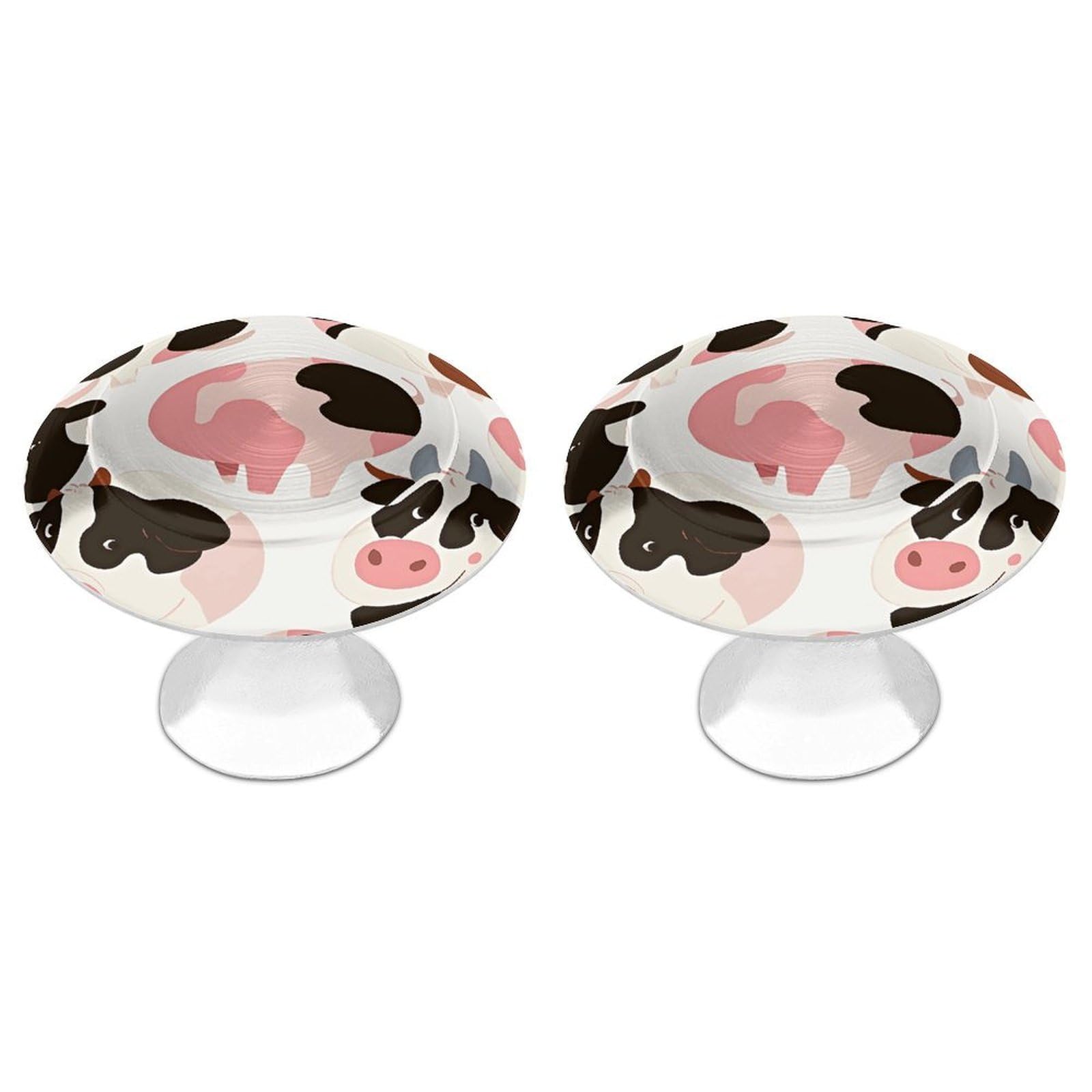 Vstadank Style Cow Pattern Cabinet Knob 2 Pack Round Drawer Pull Kitchen Cabinet Hardware Stainless Steel Dresser Drawer Knob Simple Cabinet Pull For Dresser Closet Door Knobs Cupboard