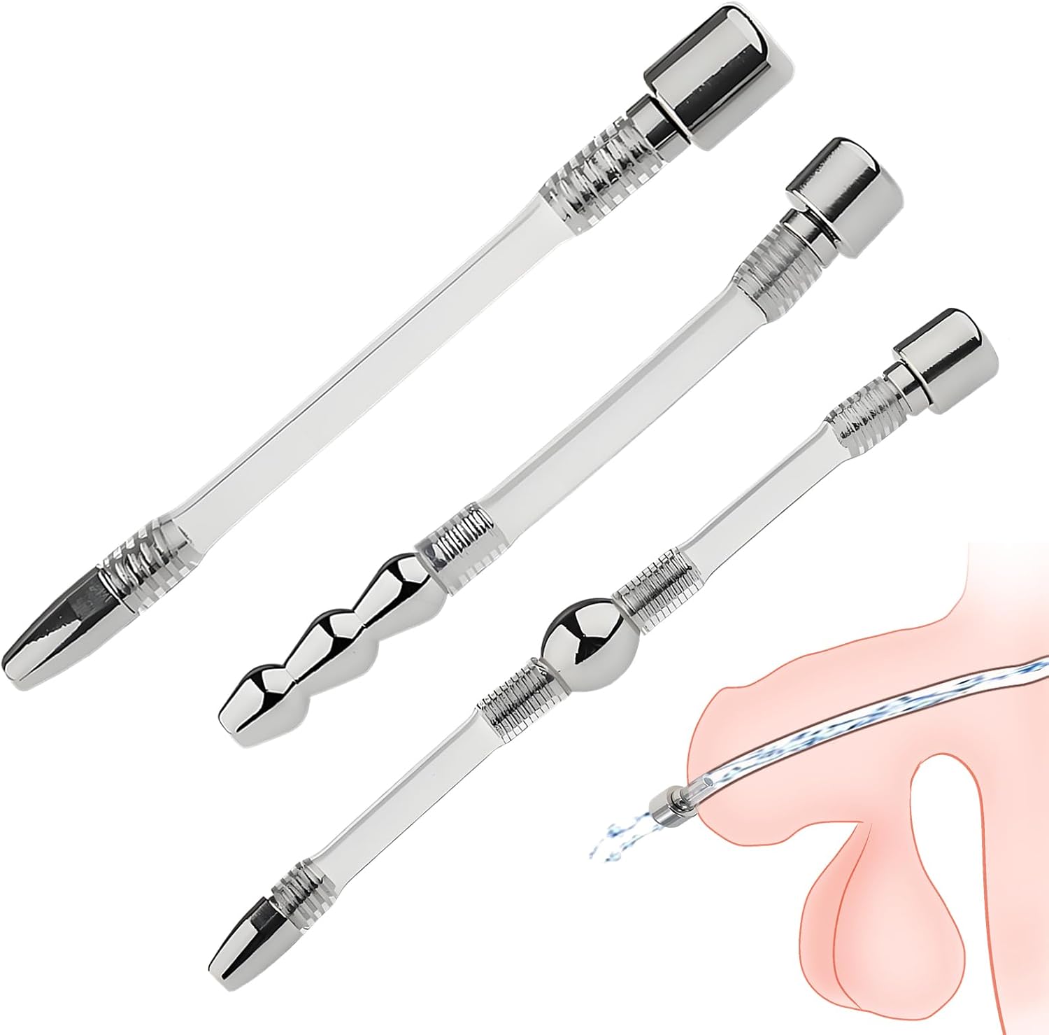 3 Pcs Urethra Trainer Set Chastity Lock Accessories Chastity Device Sex Toy Sound Urethral Plug Urethral Toy Urethral Masturbation Stick Catheter Sound Penis Plug Male Urethra Stimulation