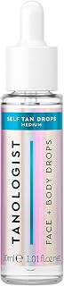 Tanologist Face and Body Drops, Medium - Illuminating Self Tan Drops, Vegan and Cruelty Free, 1.01 Fl Oz