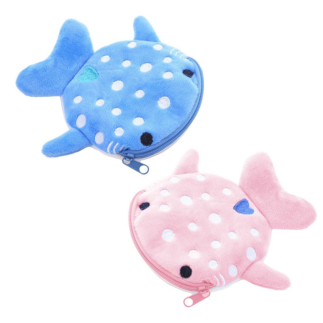 2 pcs Porte monnaie en forme de requin petit portefeuille en peluche porte monnaie avec porte clés en chaîne mini sac à écouteurs pochette exquise