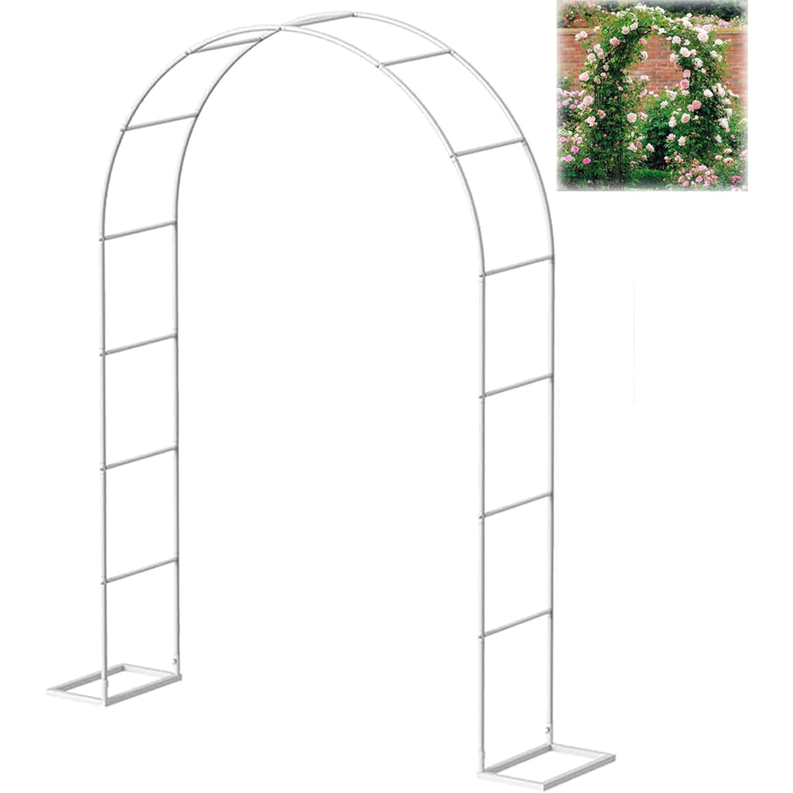Metalowy Łuk Ogrodowy 240 cm Wspomaganie Roślin Pnącza Kratka do Róż i Winorośli Dekoracyjna Altana Ogrodowa Dekoracja Zewnętrzna (rozmiar: 350 cm x 220 cm Kolor: Biały)