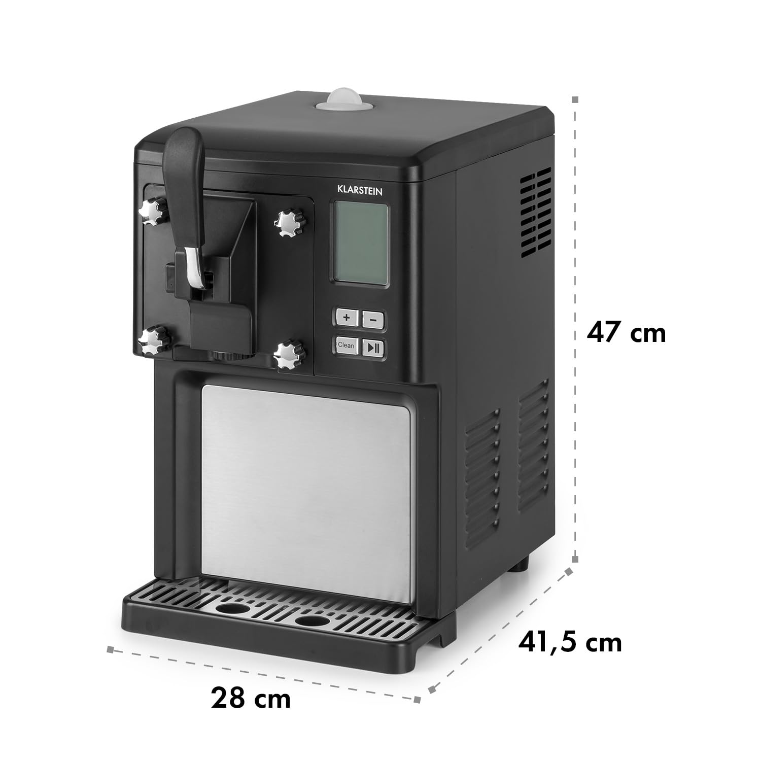 Klarstein Sweet Sundae - Máquina de helados, Por compresión, Hasta 900 g, 200 W, Enfriamiento de 3h, Capacidad 1,5 L, Limpieza automática, Sistema de dispensación, Embudo, Pantalla LCD, Negro