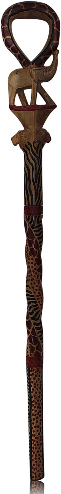 Natural Elephant and Lion African Decorative Cane (Handmade in Kenya)