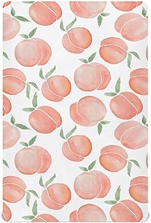 Peaches Fitted Crib Sheet for Boys Girls Baby Crib Sheet Crib Mattress Sheet Mini Crib Sheets for Standard Crib Mattress,52 X 28 in