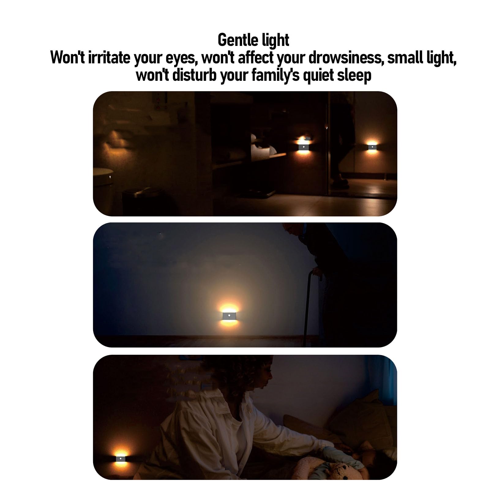 Sensore di Movimento Luce Notturna a LED Ricaricabile Magnetica Doppia Illuminazione Laterale per Corridoio Scale Camera da Letto Set da 4 Pezzi