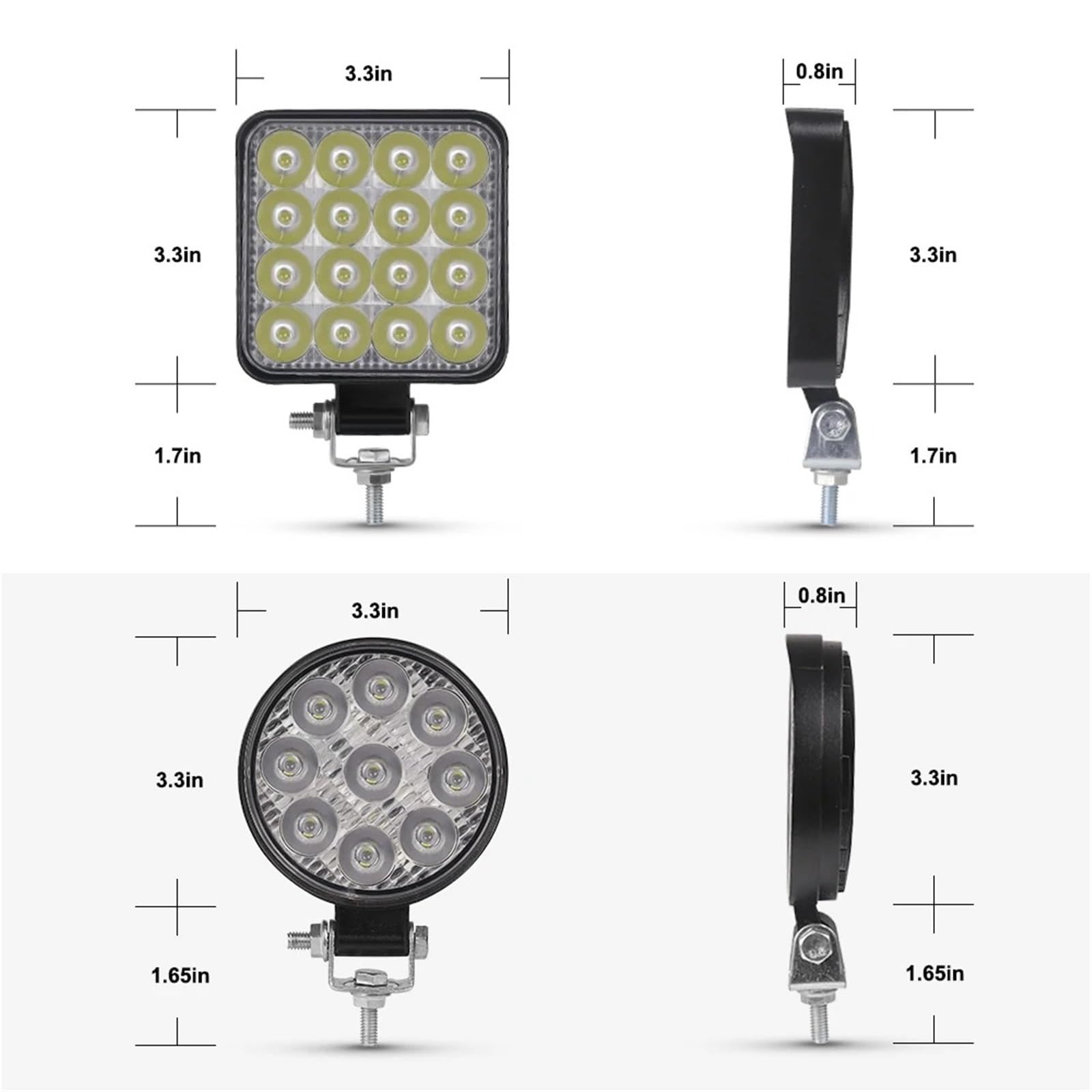 Faro Proiettore 48W LED Per Auto Barra Fari Bar Faro Da Lavoro MINI 16SMD Quadrato Rotondo Luce 12V Automatica Per Jeep Truck 4X4 SUV ATV Fari Delle Auto(10pc 48W squared)