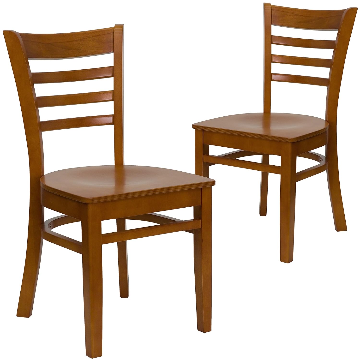 Flash Furniture 2 Pack HERCULES Series Ladder Back Cherry Wood Restaurant Chair