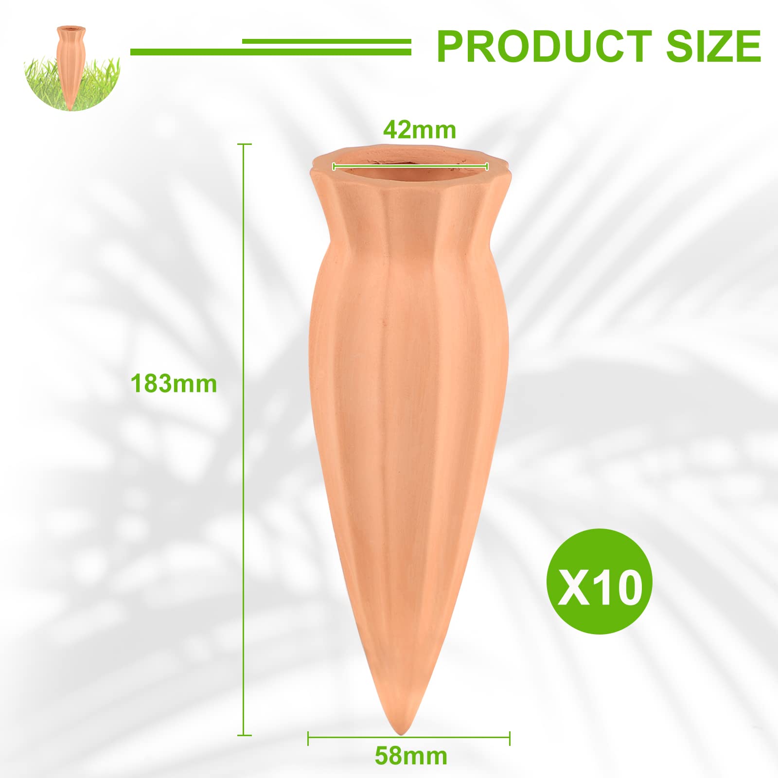 EXLECO 10 x Cône D’arrosage en Argile Arrosage Automatique pour Plantes, D'intérieur Ampoules D'arrosage Distributeur D'eau pour Plantes Globe D'arrosage Ollas Terre Cuite pour Jardin Maison Extérieur
