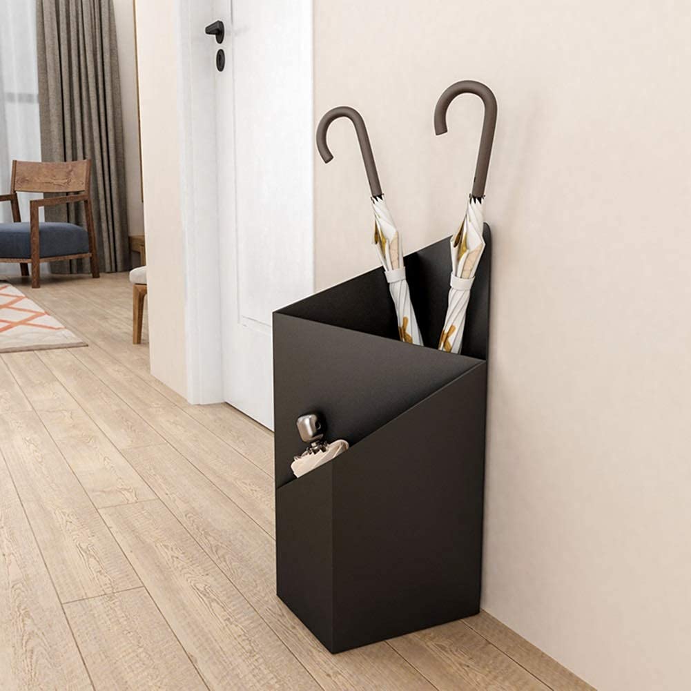 CMBSSTFC Portaombrelli in Metallo con 2 Scomparti Elegante Decorazione da Ingresso per corridoio Portaombrelli Nero - Perfetto per la Decorazione Domestica e Lo stoccaggio