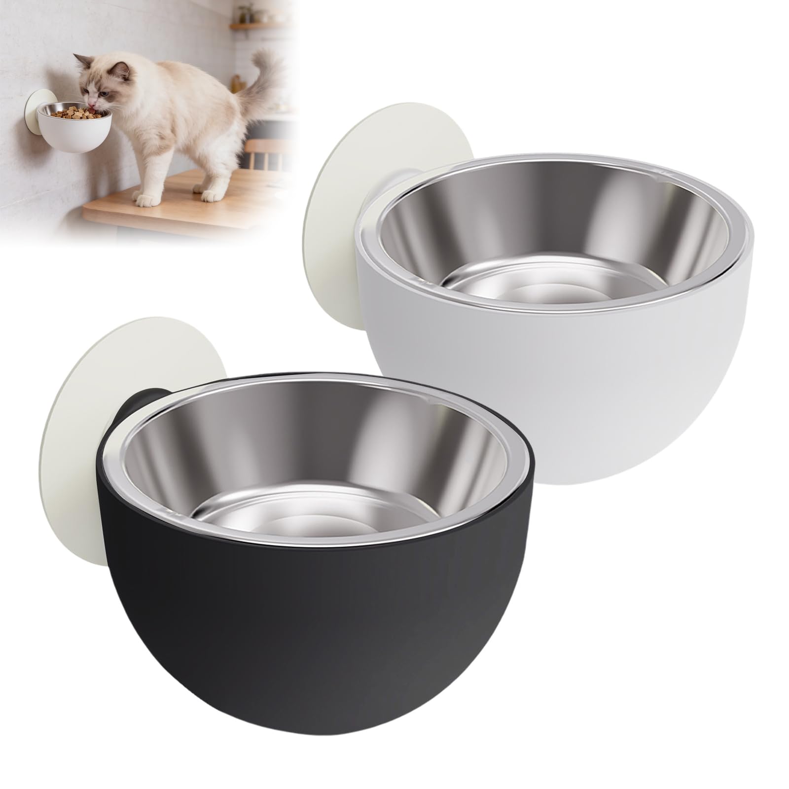 Gamelle magnétique pour chien surélevée lot de 2 bols muraux 18x12