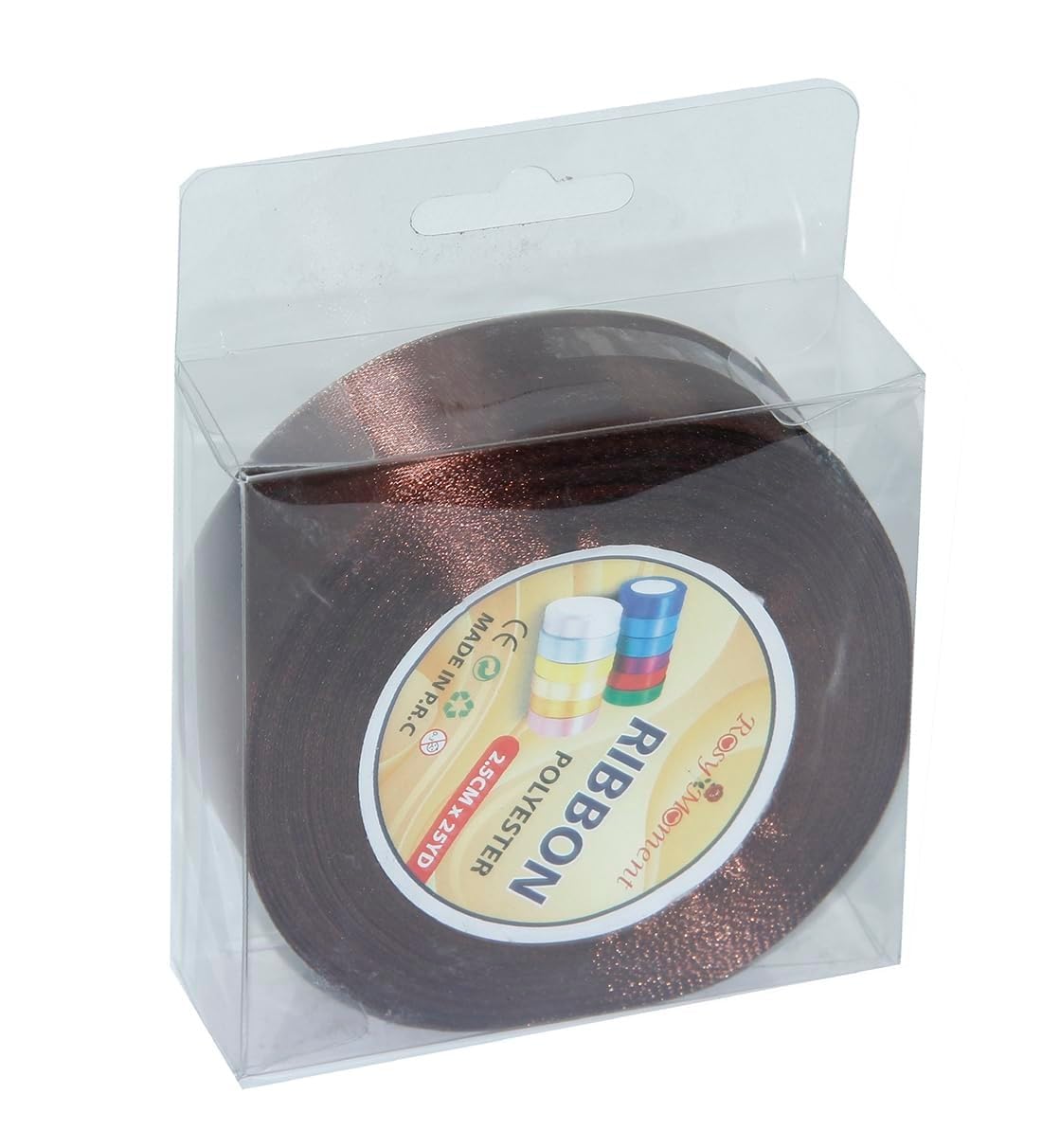 ribbon satin fabric ribbon for gift package wrapping hair bow clips making crafting sewing wedding decorations width 2.5cm*25yards-Color Coffee