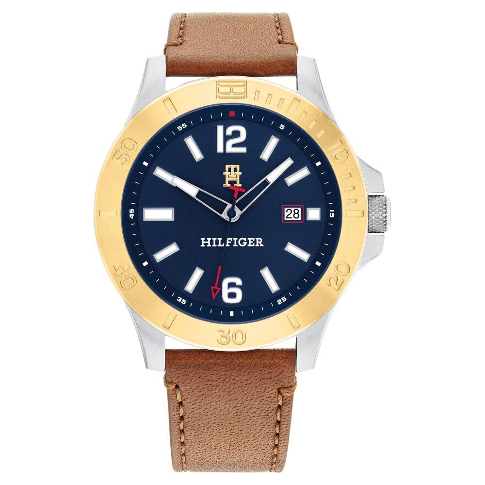 Tommy Hilfiger Blue Dial Brown Colour Leather Strap Watch for Men-TH1710529 (B0CBCDSC6G) Amazon Price History, Amazon Price Tracker
