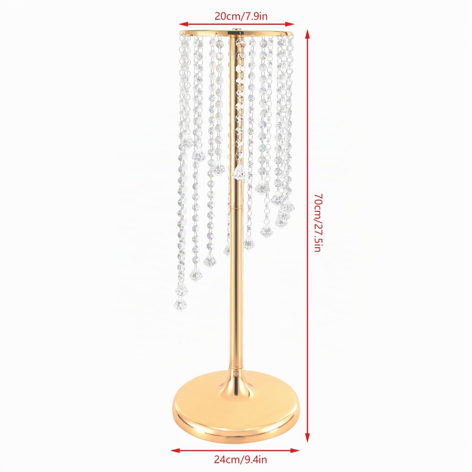 Metall Blumenständer Hochzeitsdekoration mit Kristallanhänger, Hohe Blumenboden Vase Blumenständer MetallSäule Vasen, Blumenvasen Blumenhalter mit Metall Basis für Hochzeit, Party (Gold)