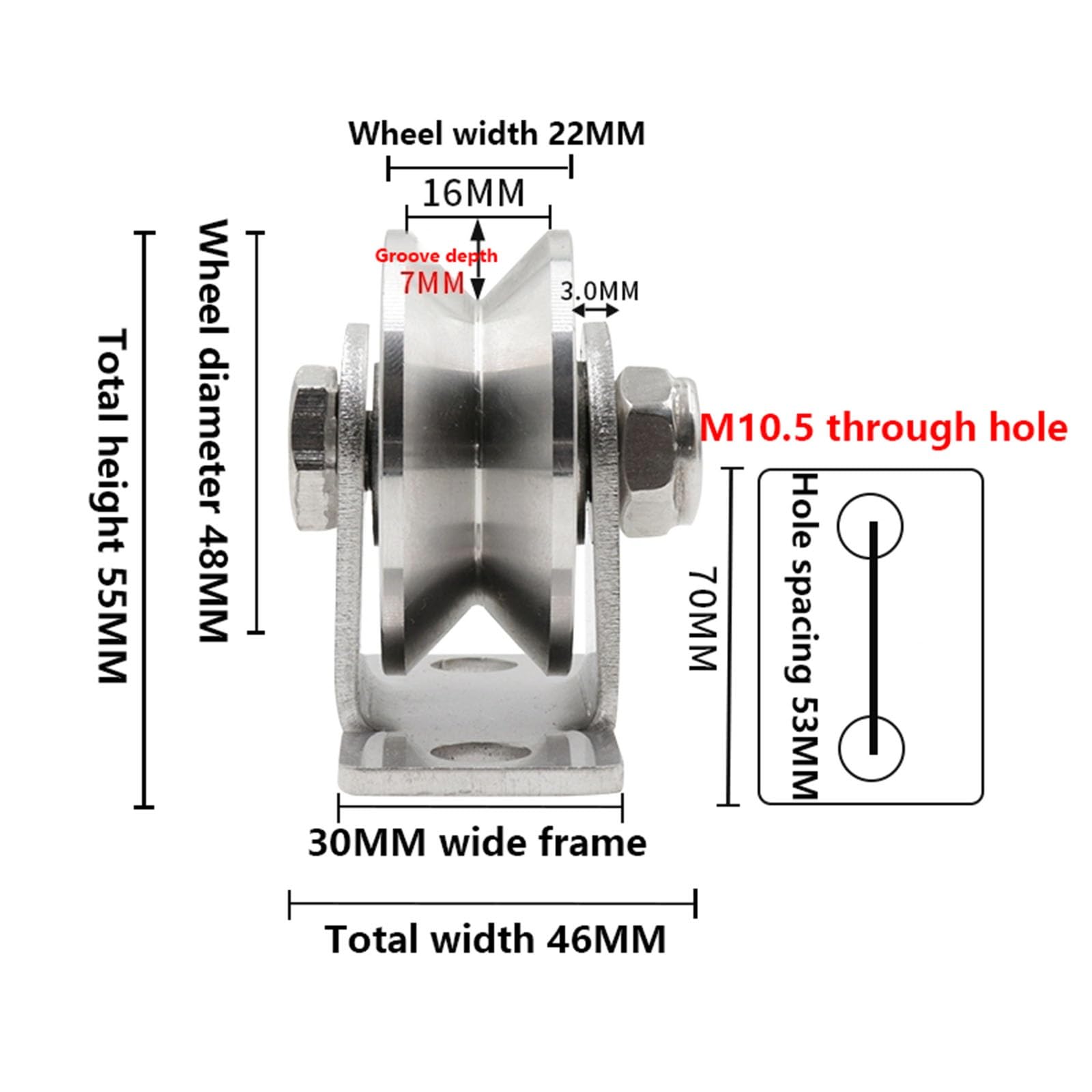 LHX 304 Stainless Steel Rail Wheel Sliding Door Pulley V-Type Pulley Lifting Wheel(Small)